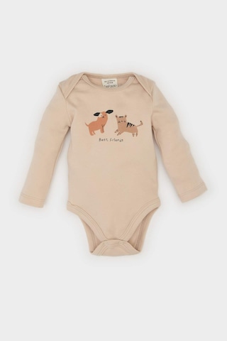 DeFacto Erkek Bebek Yenidoğan Bisiklet Yaka Baskılı Uzun Kollu Çıtçıtlı Body E6304A525SPBG287 Bej