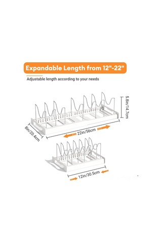 Geeksen Beyaz 7 Katlı Paslanmaz Çelik Genişletilebilir Tencere Düzenleyici - Mutfak Düzeni İçin Pratik Çözüm Beyaz