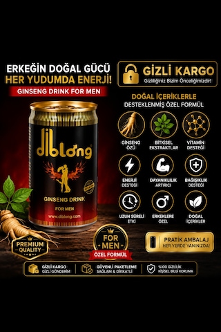 Diblong Ginseng Drink For Men Enerji İçeceği 12'li Paket Ginseng Özlü Vitamin Destekli İçecek