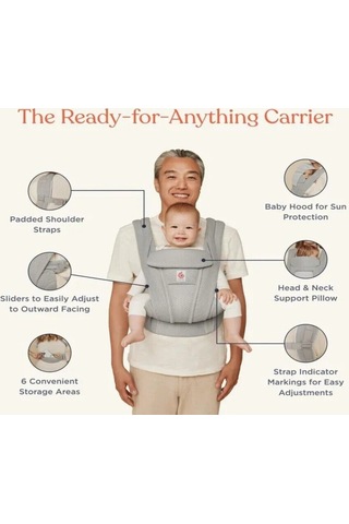 Ergobaby Omni Deluxe Mesh (Graphite Grey) , 4 Farklı Taşıma Pozisyonlu Kanguru , 0-4 Yaş Için