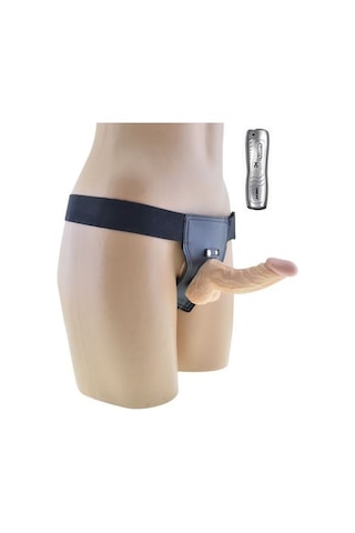 Erofoni Süper Realistik 15 CM Titreşimli Belden Bağlamalı Yapay Takma Strapon Vibratör Penis