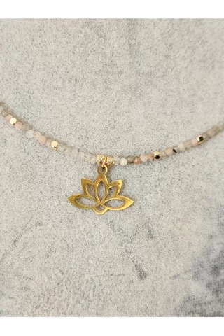 Aytaşı Ve Güneş Taşı Minimal Lotus Kolye Çok renkli