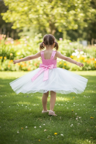 Dide Kids Dide Kız Çocuk Dantelli Pembe Abiye Elbise Pembe- Ekru
