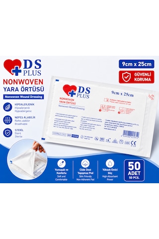 Ds Sağlık Nonwoven Yara Örtüsü 9cm 25cm 50'li