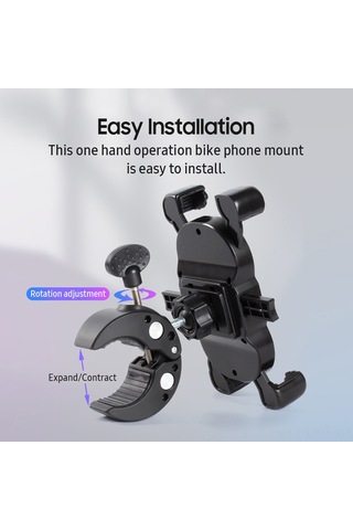 Ranyeek Motosiklet Telefon Tutucu Otomatik Kilitleme 360 Döner Sahte Yollarda Sağlam Atv Bisiklet Direksiyon Uyumlu Evrensel Telefon Tutucu