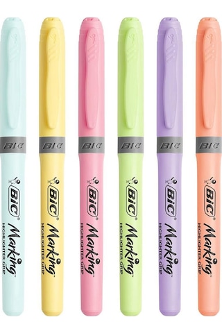 Bic Marking Highlighter Grip Fosforlu Kalem Pastel Renkler 6'lı Çok Renkli