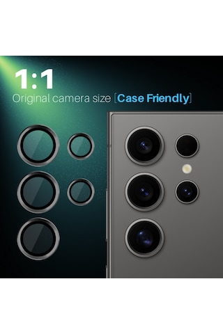 Nettech Samsung Galaxy S25 Ultra Uyumlu Safir Lens Kamera Cam Koruyucu - Siyah