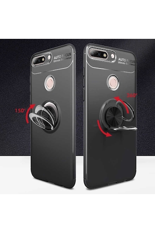 Huawei Honor 7C Kilif Yüzüklü Tam Korumali Silikon Kapak 418751238