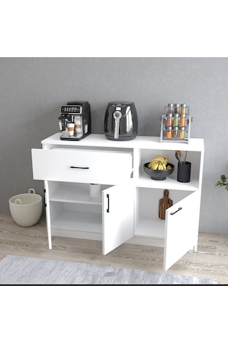 Tanmob Mtd0401 İnci 128 Cm Kapaklı Çekmeceli Alt Mutfak Dolabı Beyaz Beyaz