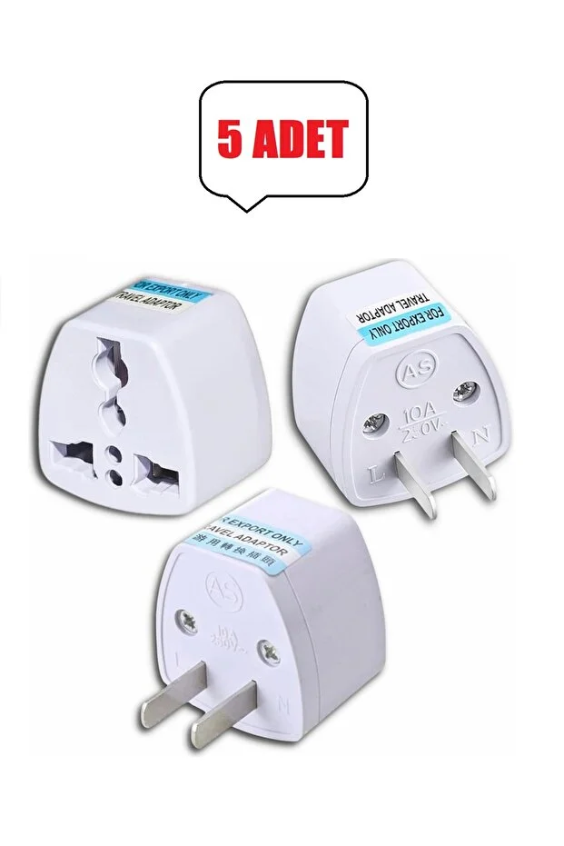 5 Adet Ingiltere Abd Fiş Adaptörü 2 Pinli Amerikan Avrupa Seyahat Güç Adaptörü Dönüştürücü Priz Beyaz