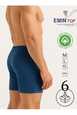Mercan Erkek Boxer Short 6'lı - İndigo Boxer Şort Mavi