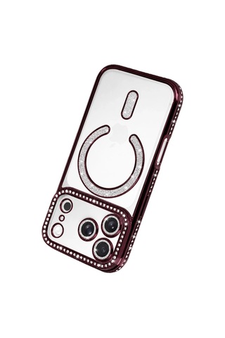 Newface Apple Apple iPhone Uyumlu 18 Pro Joke Simli Magneticsafe Kılıf - Bordo Düz Renkli