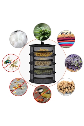 Tineke 4 Katlı Meyve Sebze Kurutma Filesi Katlanabilir Siyah