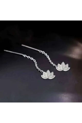 Kadın Küpe Lily Kadın Gümüş Küpe Minimal Takı Sevenlere Lotus Şık Minimal Hediyelik Küpe Çok Renkli
