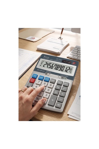 Hesap Makinesi Gri 12x17 Cm 1 Adet Ticon Th-7512 12 Haneli Hafızalı Orta Boy Ofis Büro Masaüstü Hesap Makinası