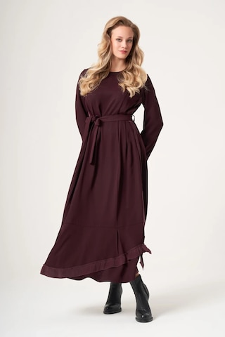 Misswhence Cupro İşlemeli Şifon Elbise 40813 Bordo