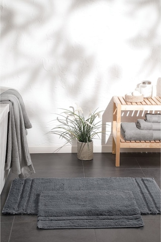 Yataş Bedding Felicia Banyo Paspası Seti - Antrasit (50x60 cm + 60x100 cm) Antrasit
