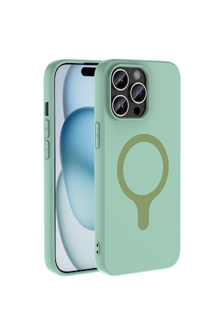 Apple iPhone Uyumlu 14 Pro Max Kılıf M-safe Şarj Özellikli Zore Aris Silikon Kapak - Turkuaz
