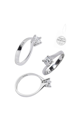 Brezza Lusso Jewelry Swarovski Zirconia Taşlı Tektaş Zarafet Kadın Yüzük 14