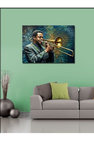 Kanvas Tablo Trombon Çalan Müzisyen
