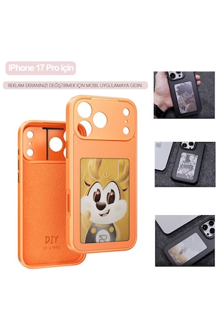 İphone 17 Pro Dört Renkli E-mürekkep Ekran Telefon Kılıfı - Turuncu Turuncu