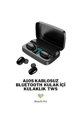 Wearfitpro A10s Kablosuz Bluetooth 5.0 Şarj Göstergesi Ekranlı Kulak İçi Kulaklık