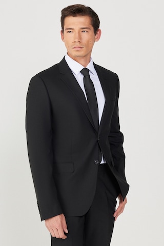 AC&Co / Altınyıldız Classics Erkek Sıyah Slim Fit Dar Kesim Düz Siyah 8 Drop Su Geçirmez Nano Takım Elbise Siyah