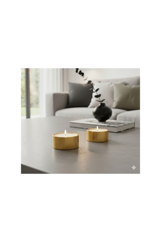 El Yapımı Som Pirinç Tealight Mumluk 2 Adet Gold