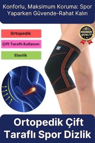 Premium Seri Konforlu Maksimum Koruma Ortopedik Çift Taraflı Elastik Örme Likralı Spor Dizlik Unisex Çok Renkli