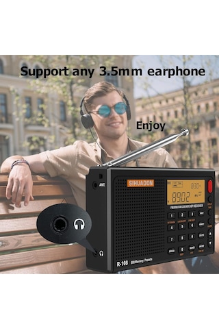 Sıhuadon R-108 Radyo Fm Stereo Dijital Taşınabilir Radyo Am Sw Hava Radyo Alıcısı