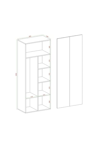 Niro 2 Kapaklı Gardrop, Askılı Ve Raflı, 80 Cm Antrasit