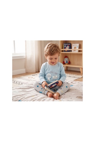 Mother Love %100 Organik Bebek Pijama Takımı 3 - 36 Ay Mavi