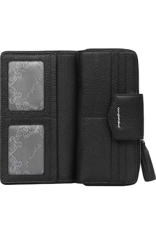 Cengiz Pakel Hakiki Deri Kadın Cüzdan-Portföy 65133-Siyah