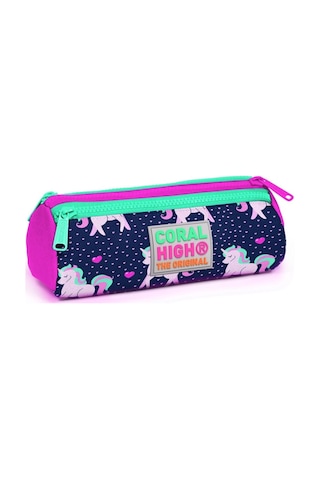 Coral High Kids Unicorn Desenli Üç Bölmeli Kalem Çantası - Kız Coral High Kids Unicorn Desenli Üç Bölmeli Kalem Çantası - Kız