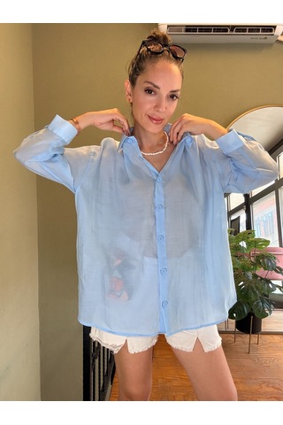 Ali Butik Mavi Rahat Kalıp Dökümlü Gömlek