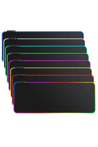 Rgb 90x40 Cm Düz Siyah Su Geçirmez Gaming Işıklı Oyuncu Mousepad