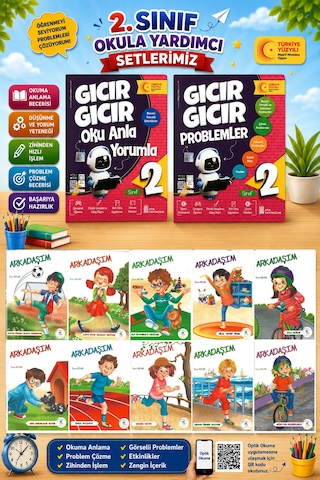 2.sınıf Oku Anla Yorumla + Problemler + Arkadaşım Hikaye Seti