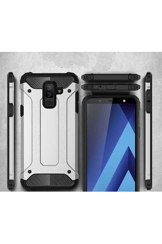Ekılıf - Samsung Galaxy J8 Uyumlu Kılıf Çift Katman Zırh Tank Crash Military Kapak - Gold