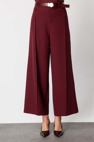 On Kadın Beli Kemerli Bol Paça Pantolon 64133 Bordo Bordo
