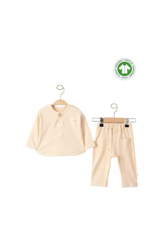 Bebek Organik Eşofman Takım-15483 Bej