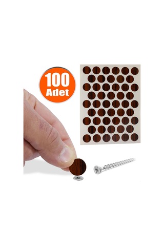 Badem10 Yapışkanlı Vida Tapası Tıpası Parlak Abanoz Vida Kapatıcı Kapağı 100 Adet