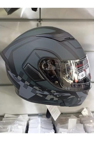 Jk-20 Jk902 Çene Pedli Güneş Vizörlü Çeneden Açılır Kask H-1 Grey L