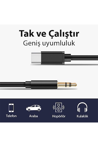 Ally Type-c To 3.5 Mm Audio Aux Kablo Siyah