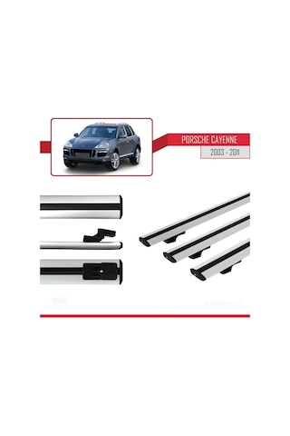 Porsche Cayenne 2003-2011 Arası İle Uyumlu Basic Model Ara Atkı Tavan Barı Gri 3 Adet