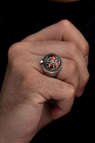 Las Vegas Rulet Model Döner Başlı Erkek Gümüş Yüzük