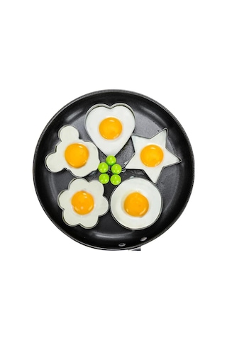 Metalik Daire Şeklinde Omlet Yumurta Ve Krep Kalıbı Çok Renkli
