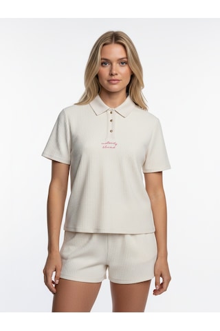 Xint Bej Doğal Dökümlü Oversize Tişört 602566