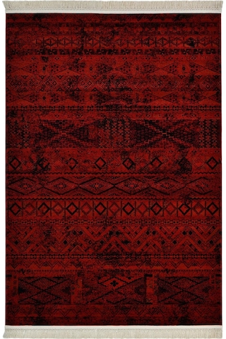 Afgan Türkmen Otantik Desenli Bordo Oturma Odası Salon Mutfak Halısı 4722a Zs72