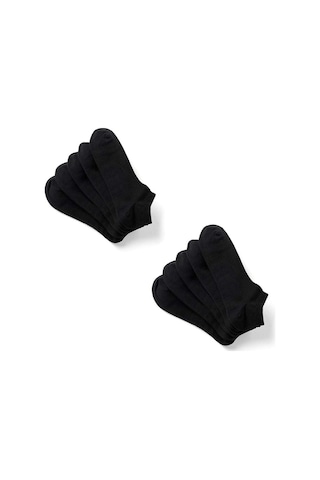 Ozzy Socks 12 Çift Dikişsiz Pamuklu Kadın Patik Çorap Yazlık Dayanıklı Topuk Siyah
