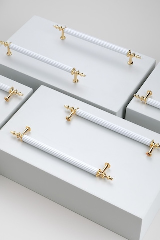 Tuana Rustik Alüminyum Metal Lüks Modern Mobilya Çekmece Mutfak Dolabı Kulpu Beyaz-altın 224mm Beyaz-altın